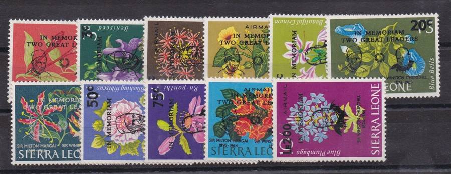 Sierra Leone 1965 Churchill overprinted set of 11 very fine unmounted mint
