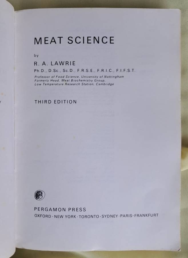 Meat Science Third Edition (1979)