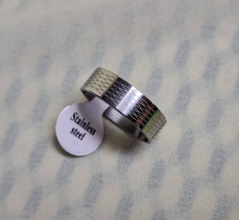 Silver Stainless Steel Ring Size 21 Diamond Pattern