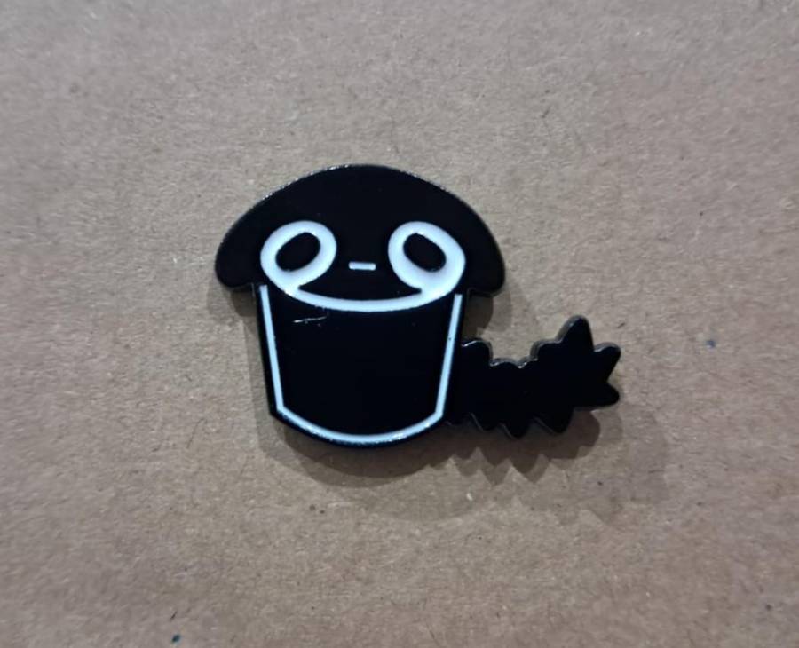 Enamel Metal Pin Badge Black Cat Sad Cupcake