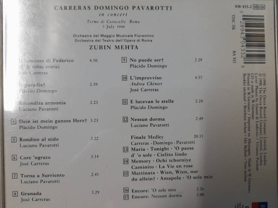 Carreras Domingo Pavarotti in Concert  - Mehta
