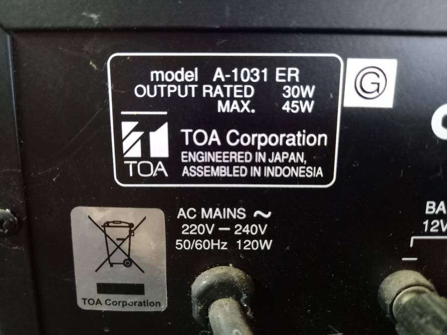 TOA PA Amplifier Model A-1031