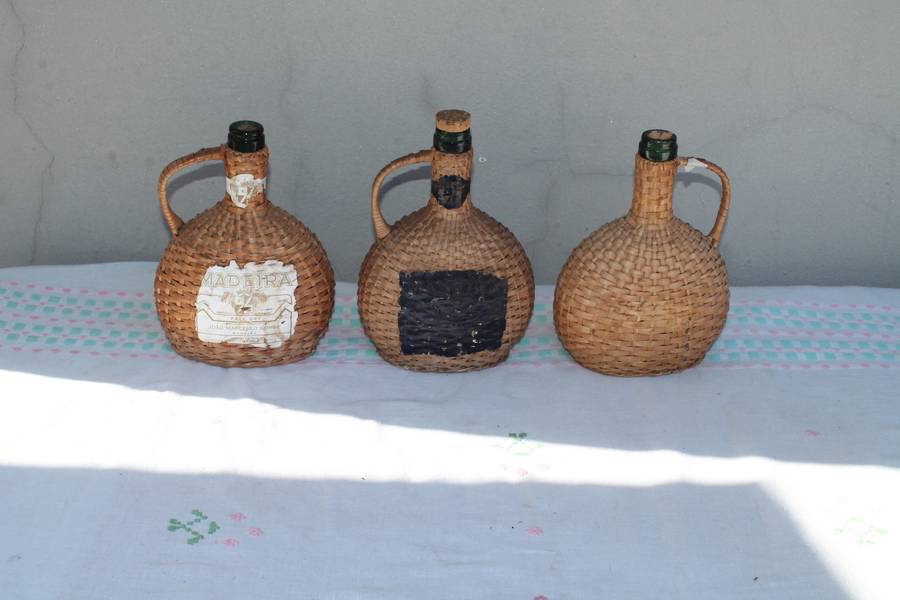 3 Vintage Basket Weave Bottles
