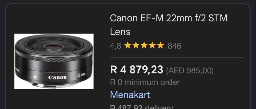 CANON 22mm f/2 EF-M STM Prime lens