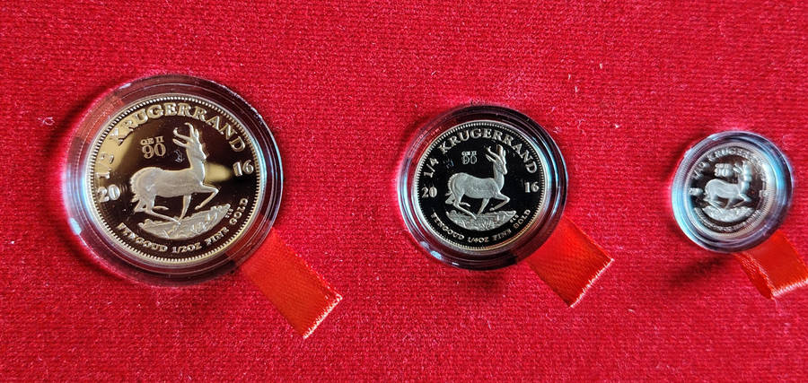 STUNNING FRACTIONAL GOLD PROOF KRUGERRAND SET COMMEMORATING QE11 90th BIRTHDAY