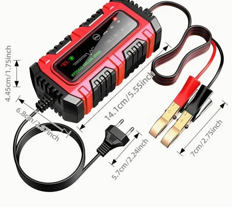 6V 12V 1.5A Automatic Intelligent Recognition Battery Charger - Yellow