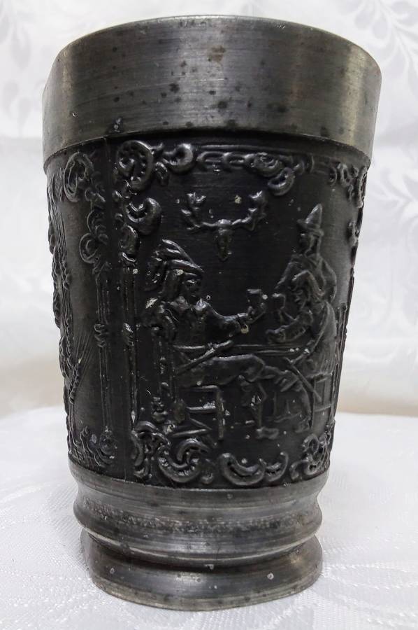 Vintage German REIN ZINN pewter cup, in well used condition