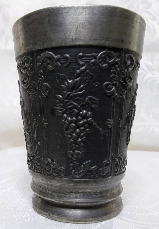 Vintage German REIN ZINN pewter cup, in well used condition