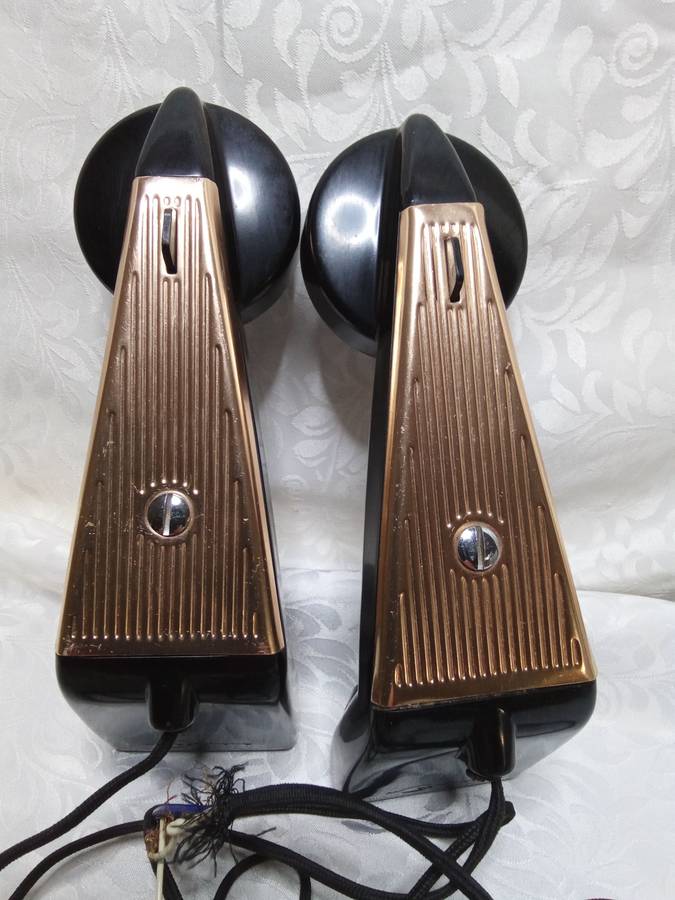 Two vintage Belphone echo sound powered handsets