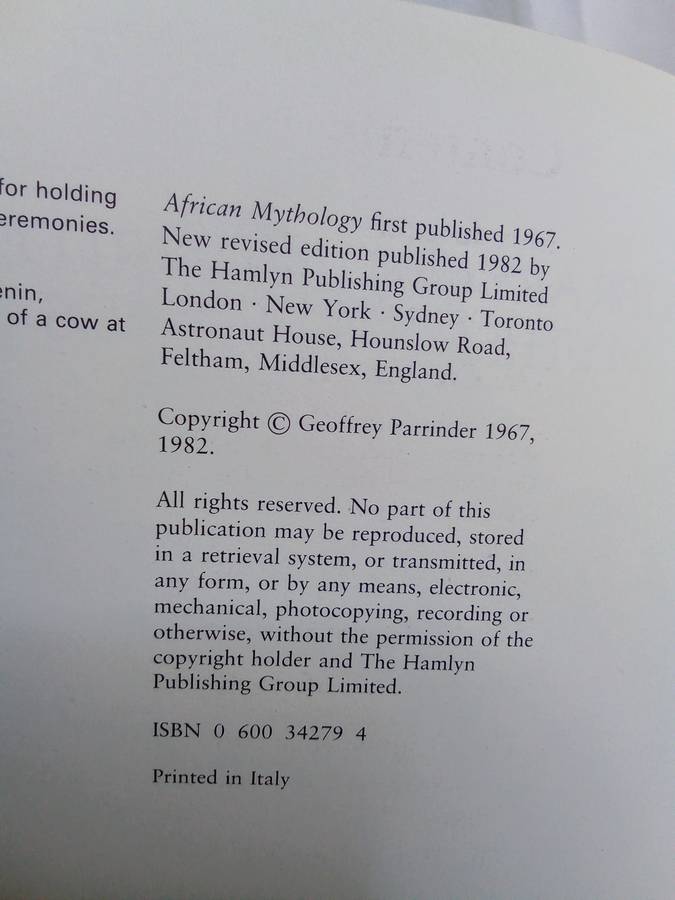 African Mythology By Geoffrey Parrinder