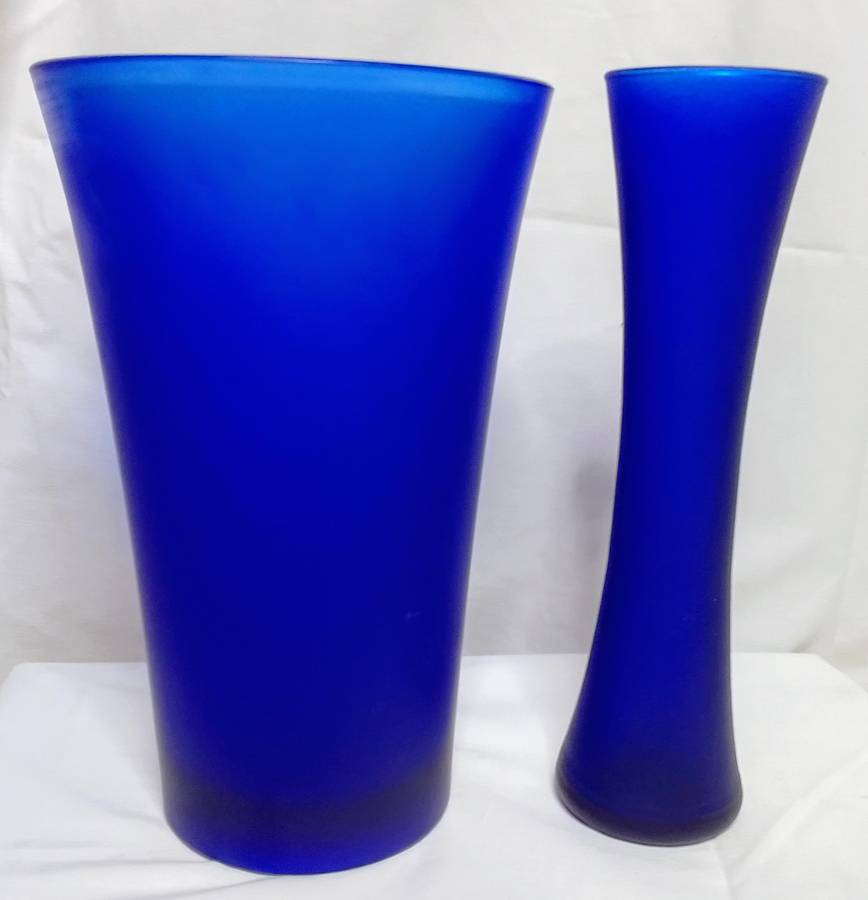 Two beautiful blue matt glass vases