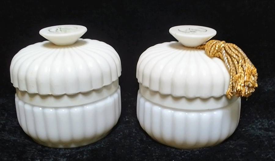 Two cute vintage cosmetic containers