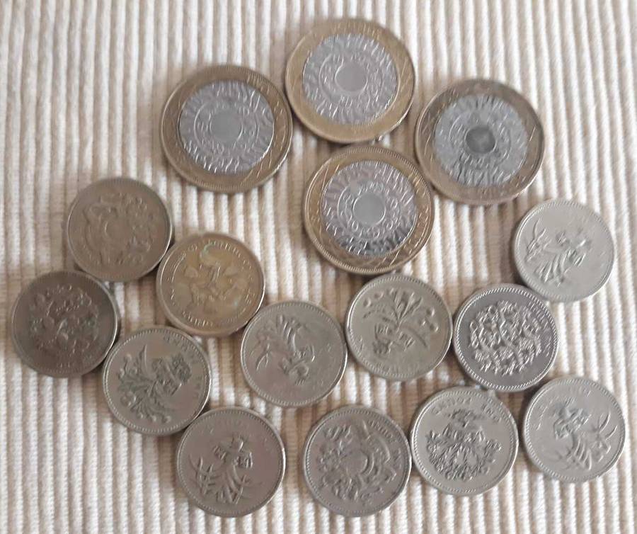 UK Pounds- 1 Pound, 2 Pounds