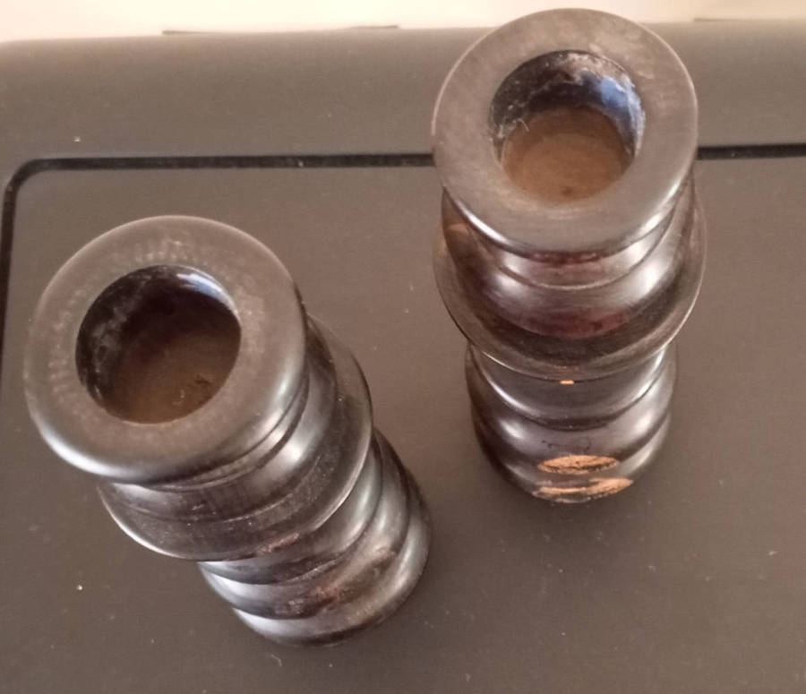 Candle Holder Dark Wood Set of 2