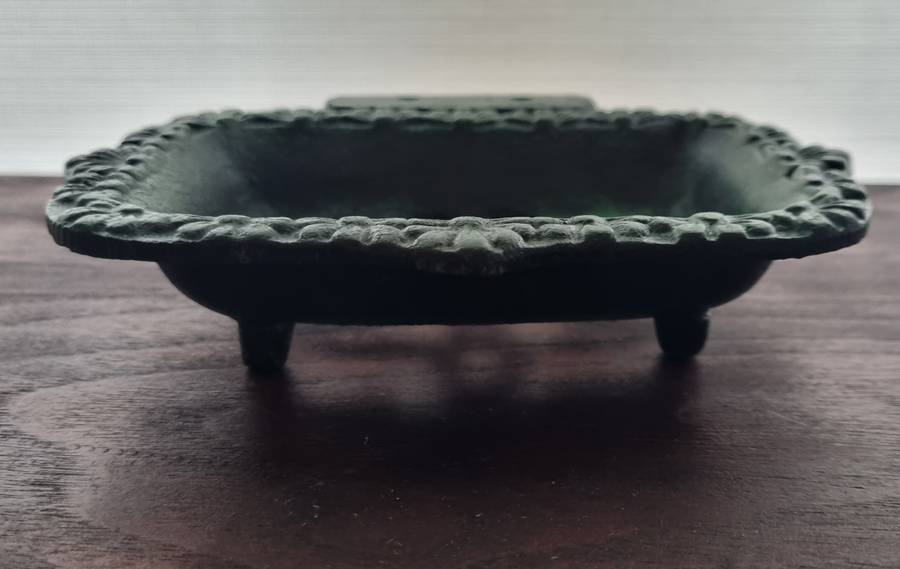Green Ornate Cast Iron Soap Dish