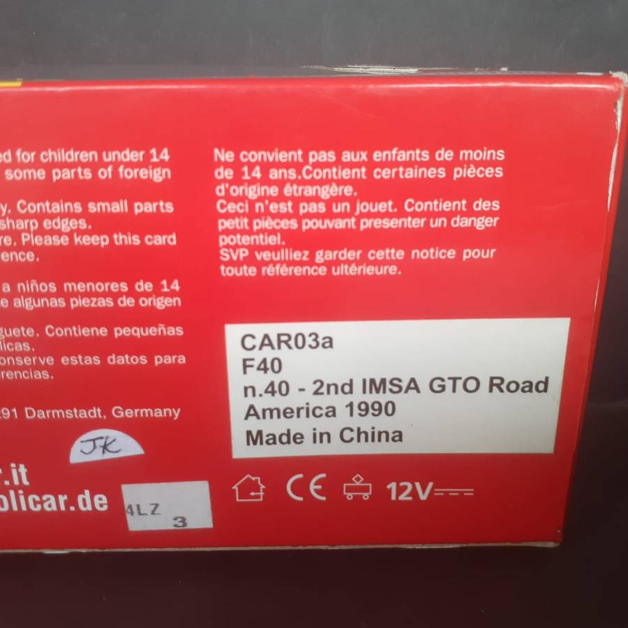Policar CAR03a Ferrari F40 IMSA GTO Road America 1990 Boxed