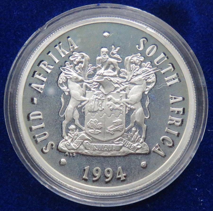 1994 Republic of South Africa Silver Proof R1 encapsulated as issued and in SAM Box-3 Available