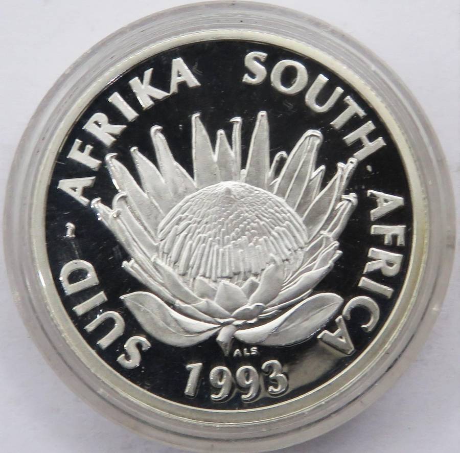 1993 Republic of South Africa Silver Proof R1 "BANKING" encapsulated as issued and in SAM Box