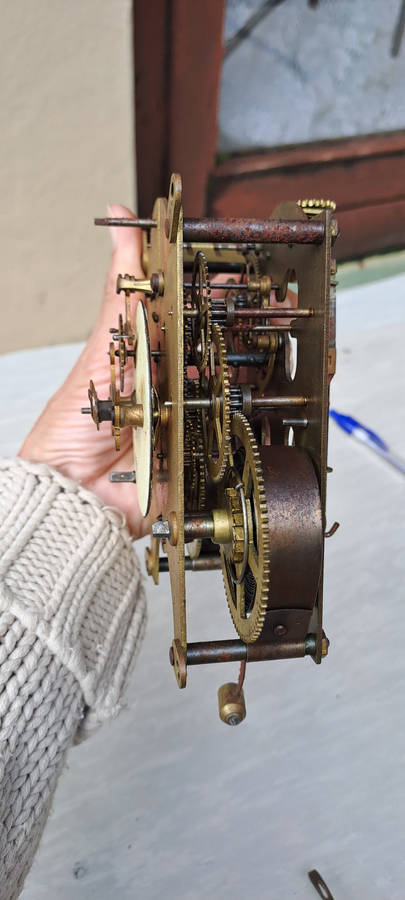 Ansonia open escarpment clock movement looks complete