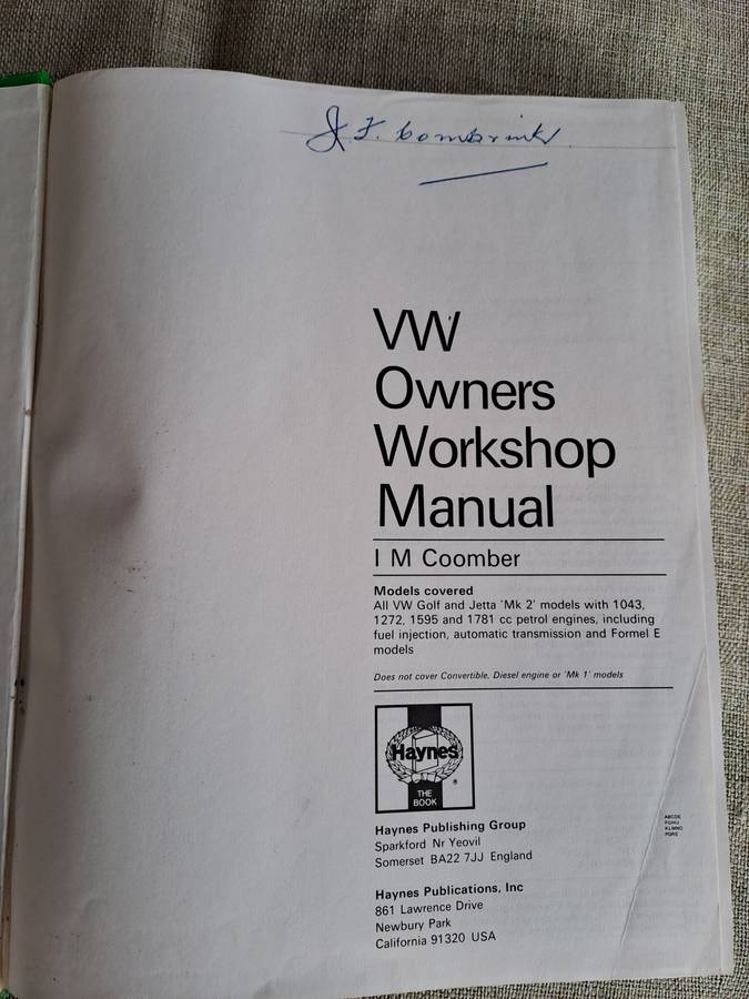 VW (petrol) Golf & Jetta, 1984-1985  Owners Workshop Manual - Haynes