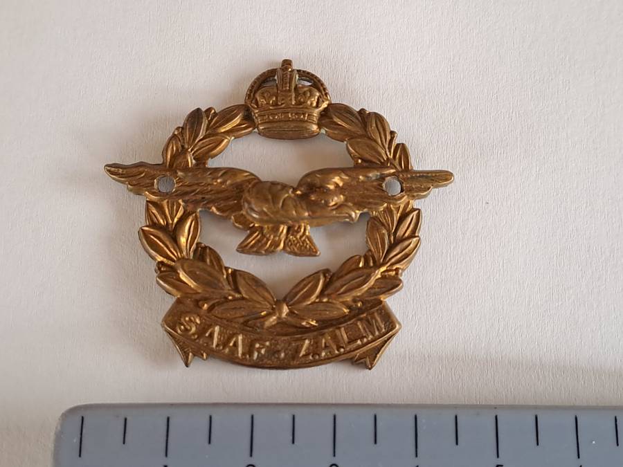 SA Airforce Cap Badge SAAF-ZALM Pre WWII