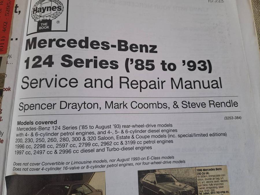 Mercedes Benz 124 Series Service and Repair Manual 1985 to Aug 1993  Haynes
