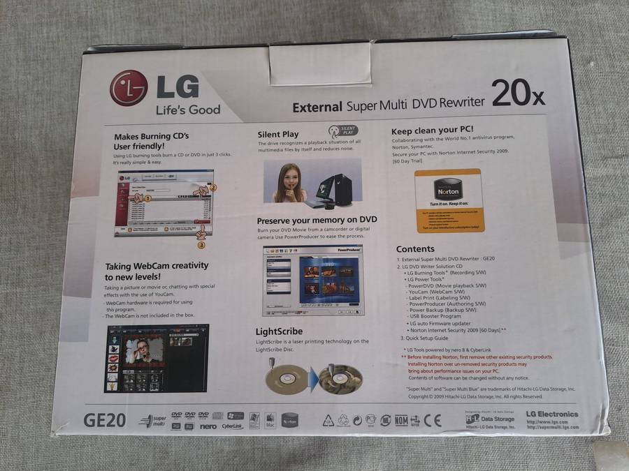 LG DVD Rewriter 20X External / GE20