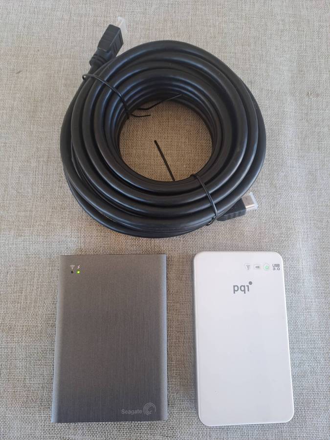 Seagate Wireless Mobile Storage, PQI Air Bank and HDMI cable 10 m