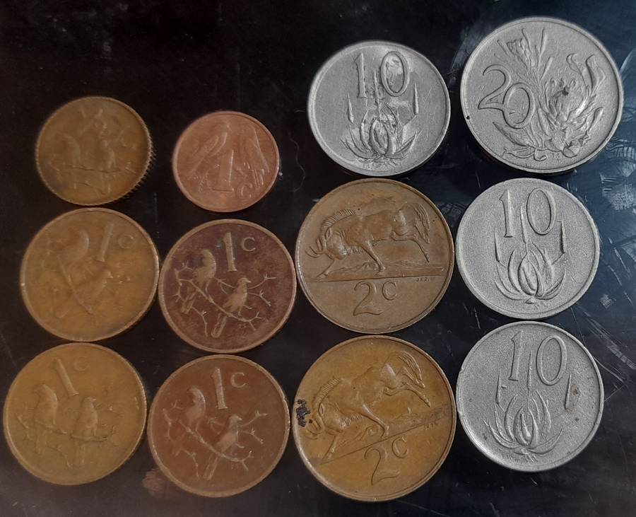 South African Mix Coins x12  all used