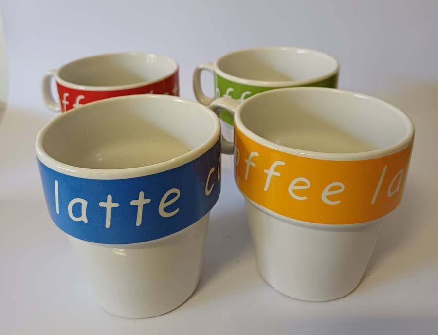 Stackable coffee mugs, set of 4