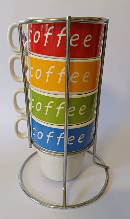 Stackable coffee mugs, set of 4