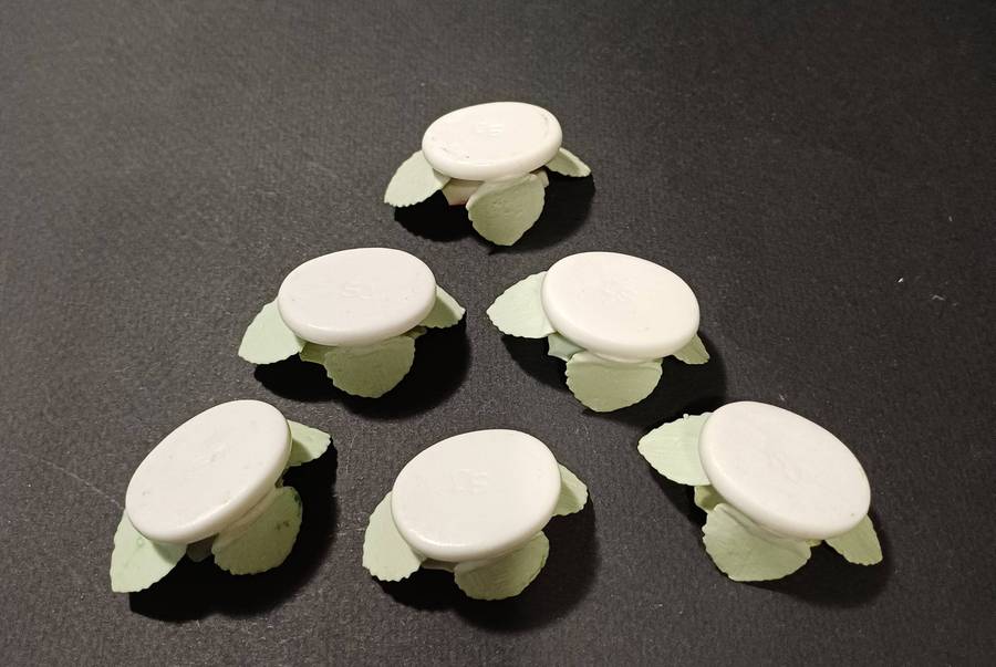 Vintage Hand-Painted Porcelain Rose Place Holders in box (Set of 6) - Assorted Colours