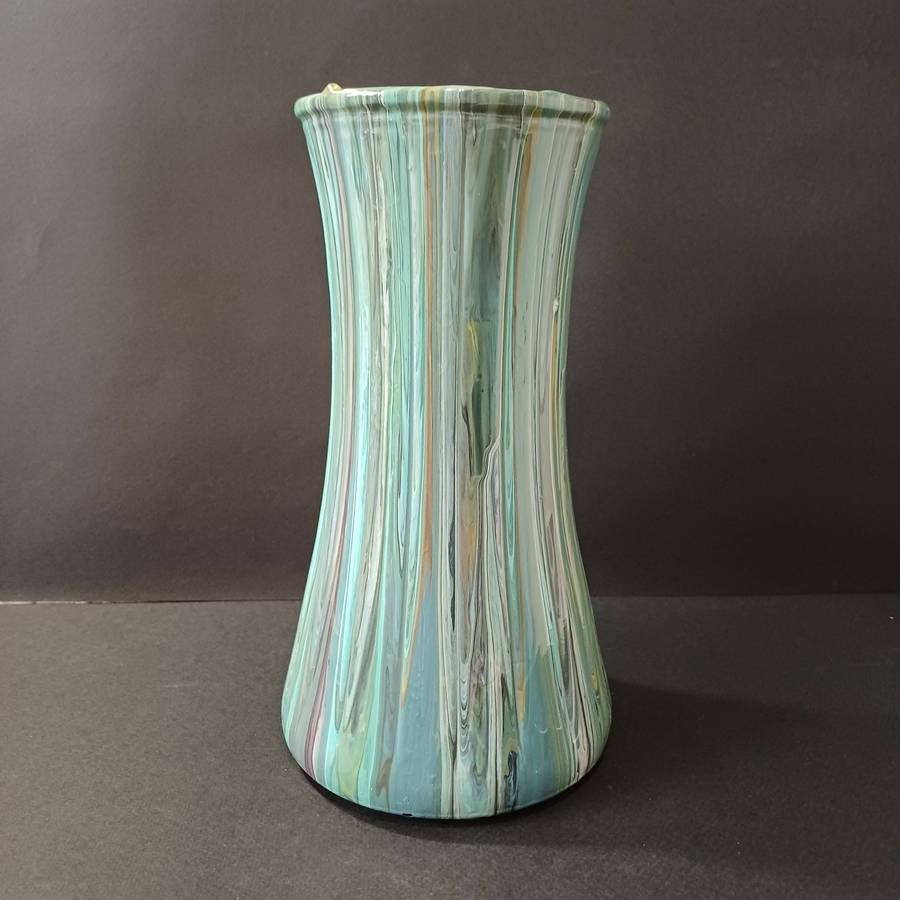 Green, blue and yellow Paint drip Vase