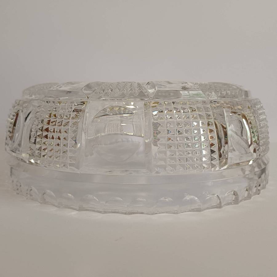 Antique American Brilliant Cut Crystal (ABP) Salad/Serving Bowl  Heavy Hand-Cut Glass c. 1890-1915