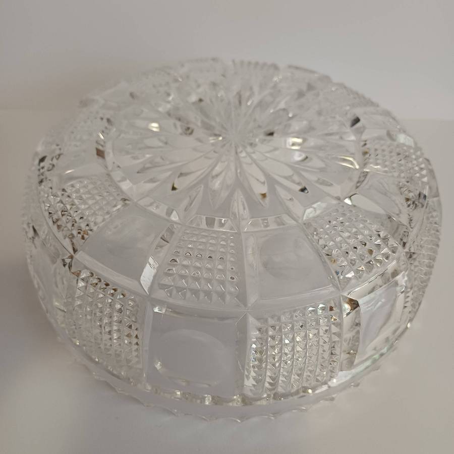 Antique American Brilliant Cut Crystal (ABP) Salad/Serving Bowl  Heavy Hand-Cut Glass c. 1890-1915