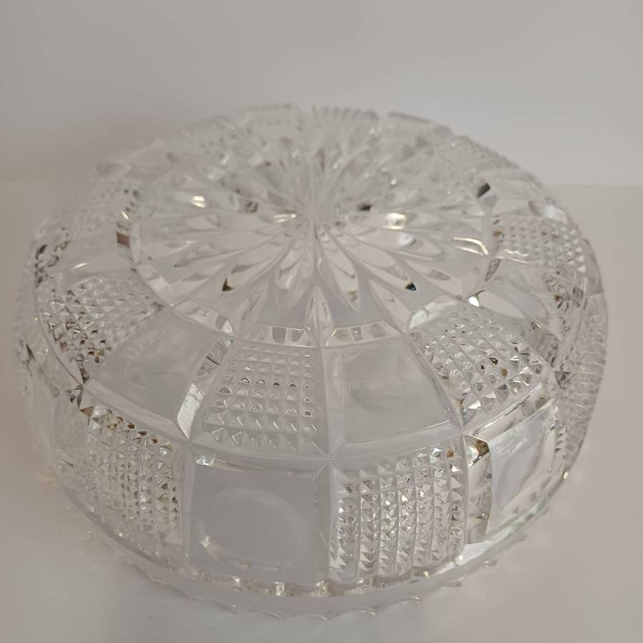 Antique American Brilliant Cut Crystal (ABP) Salad/Serving Bowl  Heavy Hand-Cut Glass c. 1890-1915