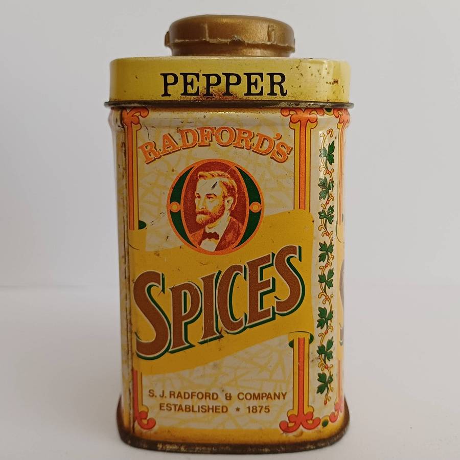 Vintage Radford's Spices "PEPPER" Tin Shaker (S. J. Radford & Co.)