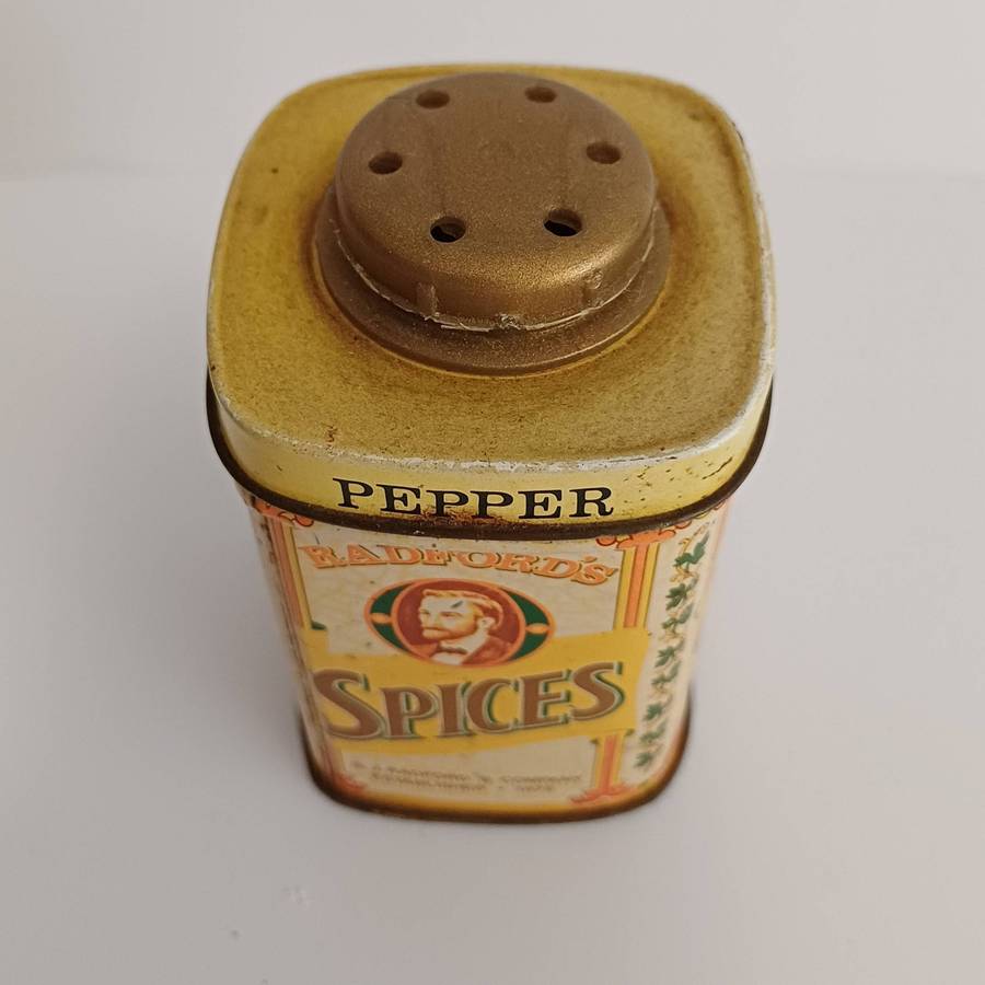 Vintage Radford's Spices "PEPPER" Tin Shaker (S. J. Radford & Co.)