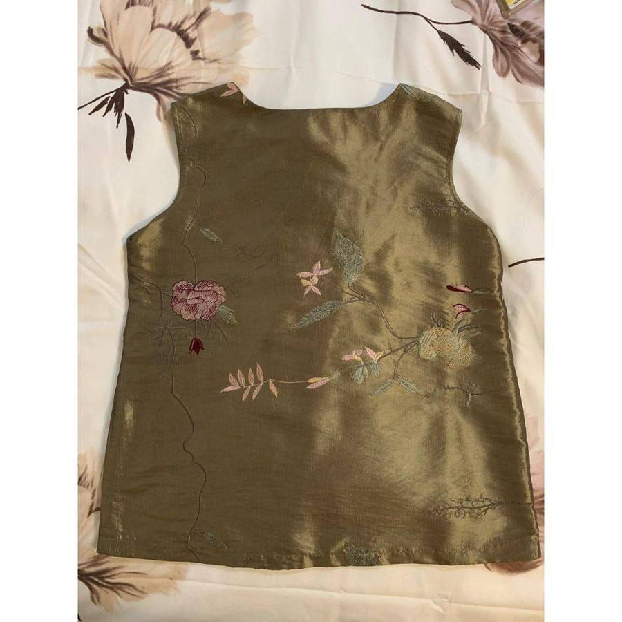 Embroidered Silk Blend Artisan Tank Top Size L/36