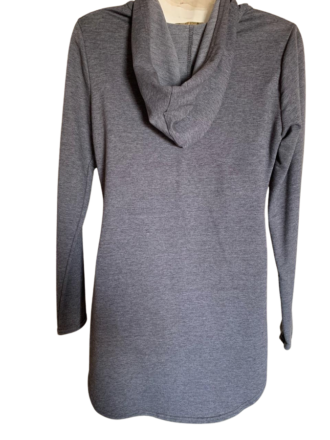 REDUCED New Feelings Casual Gray Hooded Tunic Top with Side Zippers  Size M