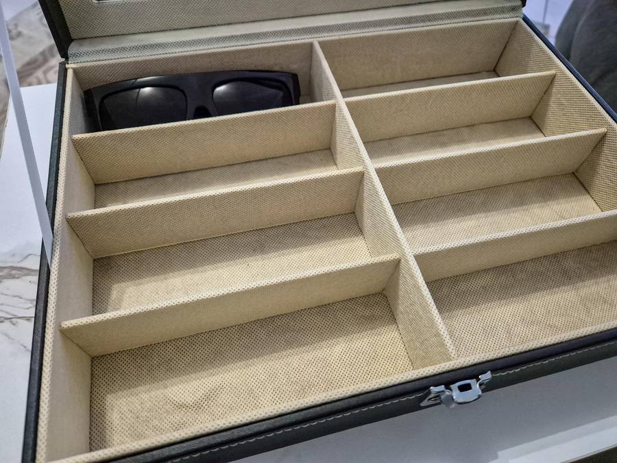 8 Slot Sunglass Organizer Leather Collector Eyewear Storage Box