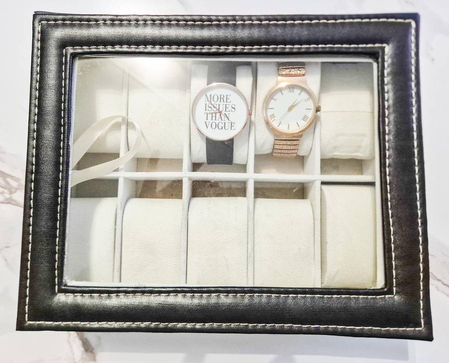 10 Compartment PU Leather Watch Display Box