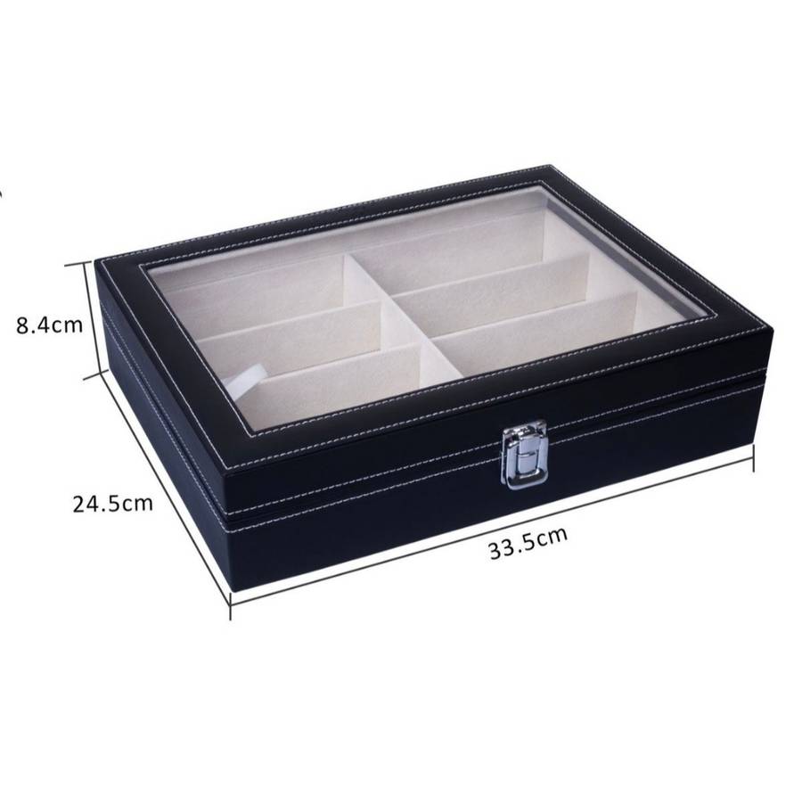 8 Slot Sunglass Organizer Leather Collector Eyewear Storage Box