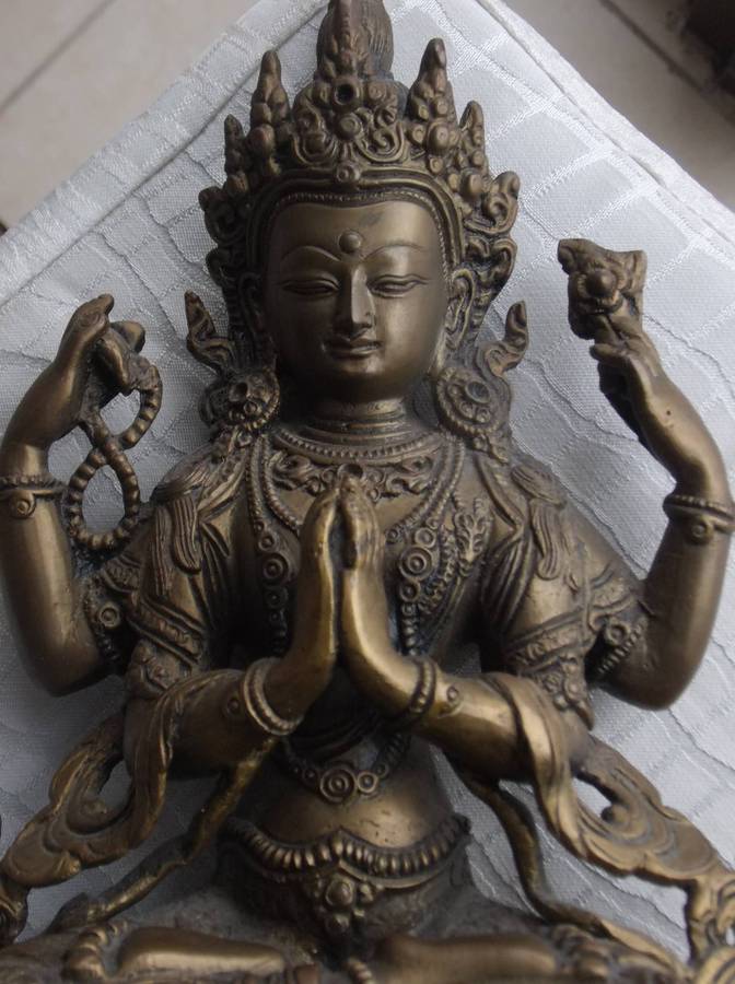 Old Tibetan Brass Buddhism 4 arms