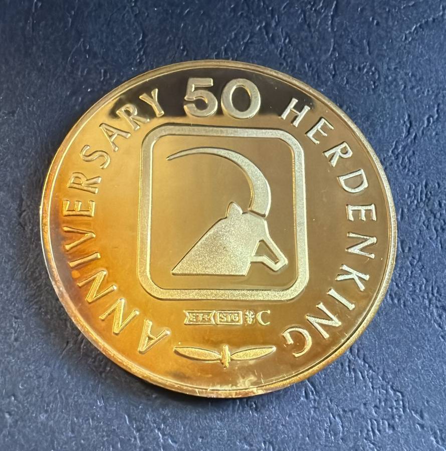 Gold Plated Silver Medallion - BABOON - SA Wildlife Society 50th Anniversary  Mintage 10000