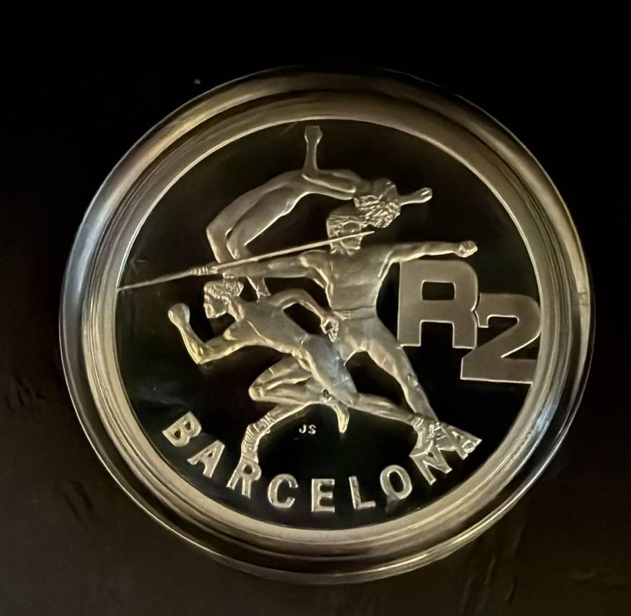 SILVER 1 OUNCE - Silver Proof R2 Barcelona Olympics - Mintage 14853