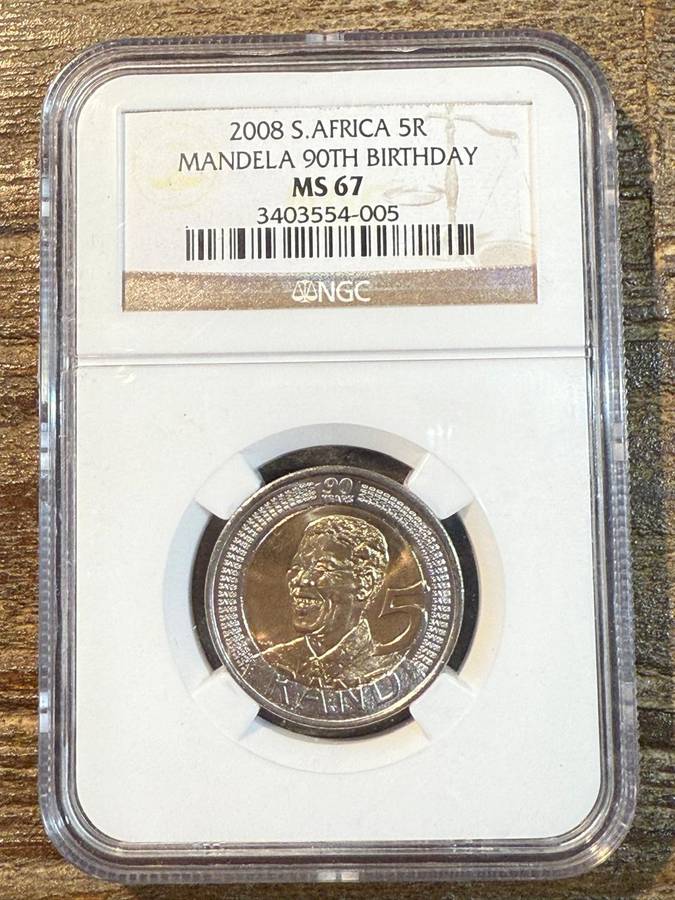 Mandela 90th Birthday 2008 R5 - NGC graded *** MS67 - High grade