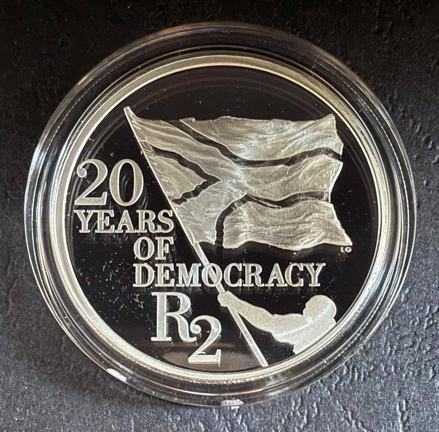 2014 - 20 Years of Democracy - Silver R2 Proof - in original SAM box, with COA