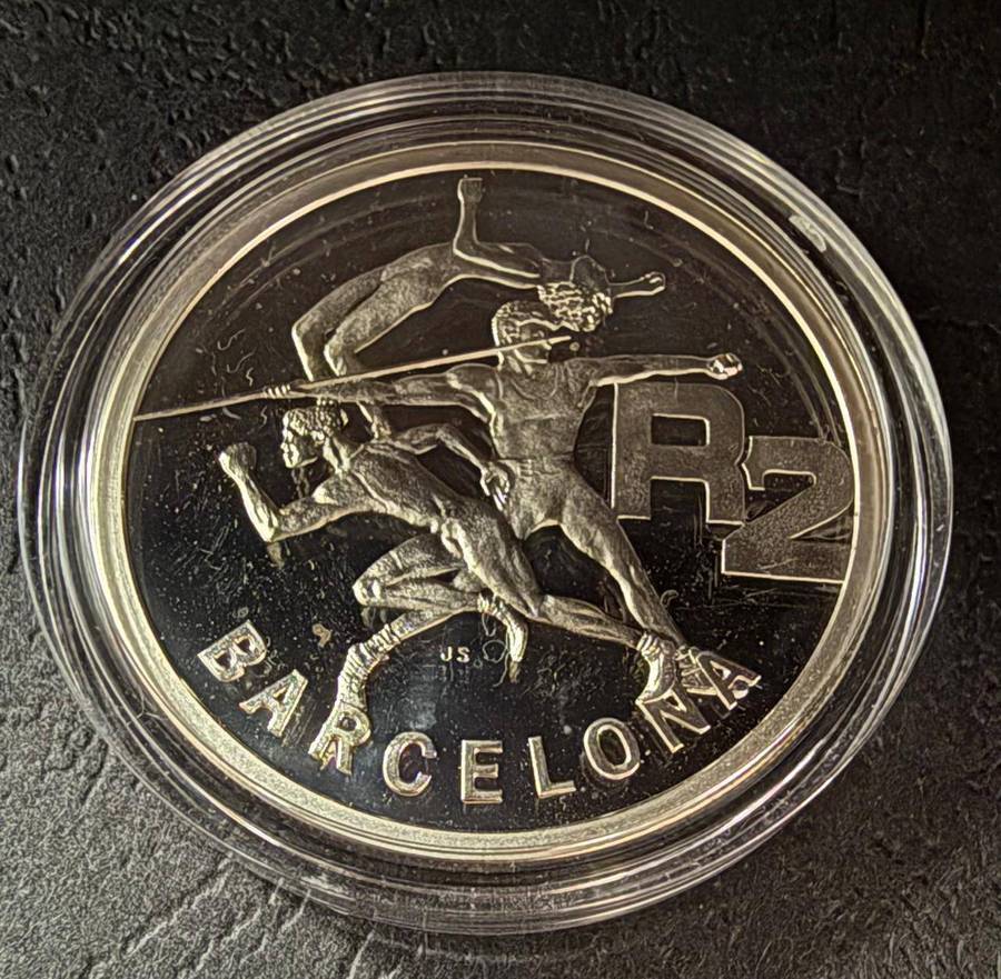 SILVER 1 OUNCE - Silver Proof R2 Barcelona Olympics - Mintage 14853