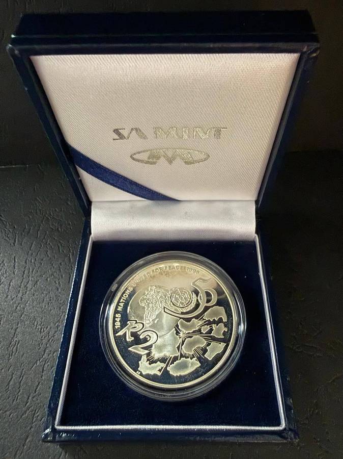 SILVER R2 (1 OUNCE) - 1995 Silver Proof Crown UNITED NATIONS 50TH ANNIVERSARY - Mintage 1412